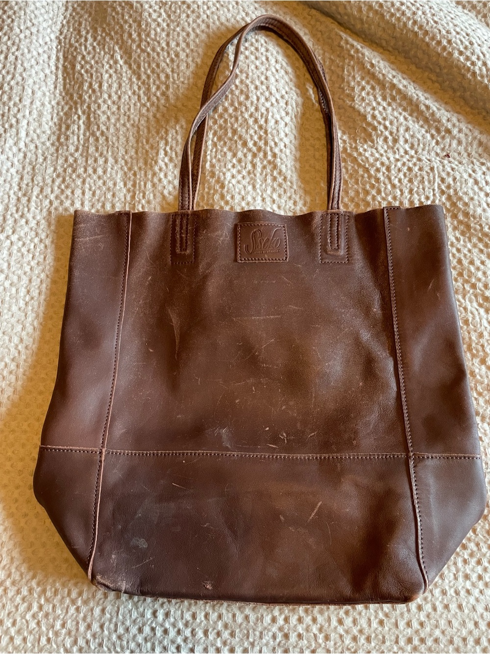 Sseko Leather Tote Bag Mahogany Plum Sheepskin Noonday Soft Lightweight